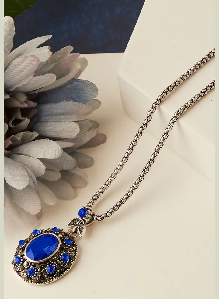 Silver Plated Designer Stone Necklace