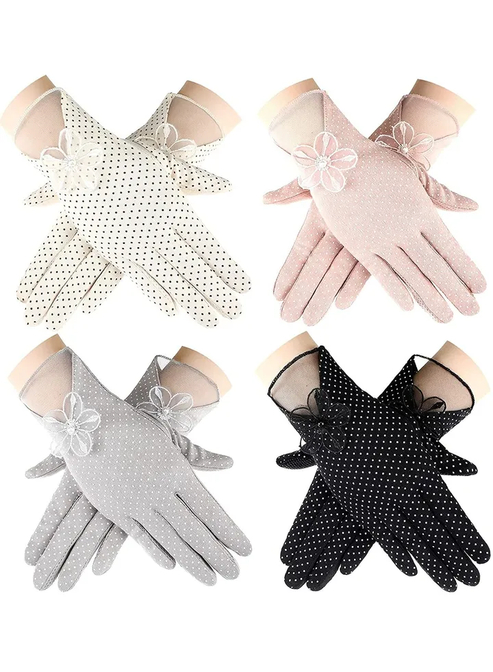 4 Pairs Women Sun Protective Gloves Summer UV Protection Sunblock Gloves Touchscreen Gloves for Women Girls