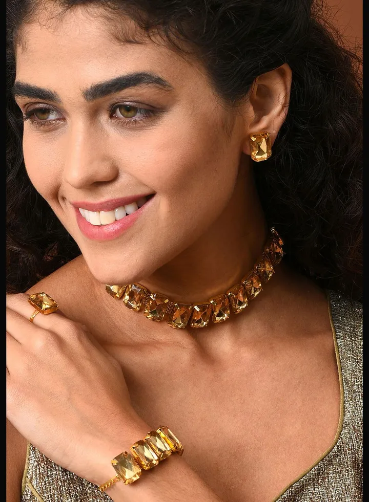 Gold Plated Designer Stone Necklace Set