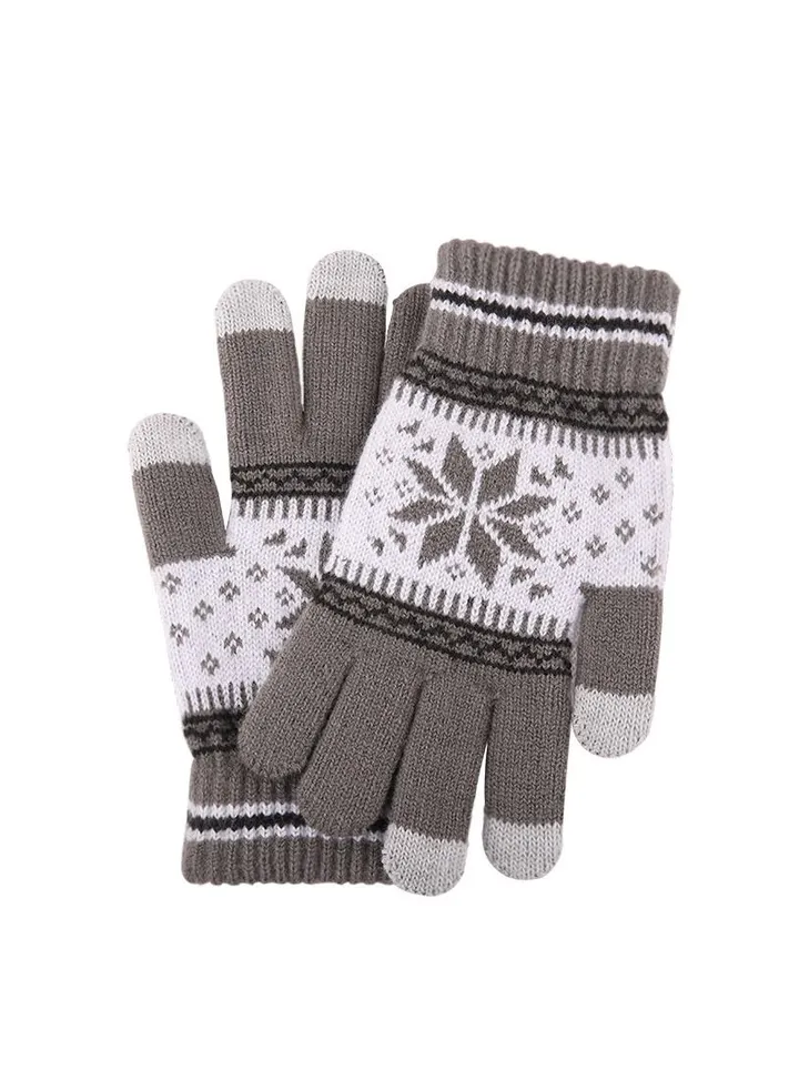 Winter warm gloves touch screen gloves women's fashion snow fingered fleece knit warm gloves