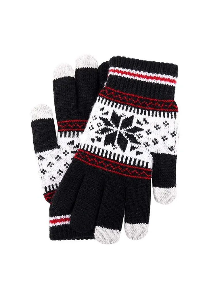 Winter warm gloves touch screen gloves women's fashion snow fingered fleece knit warm gloves