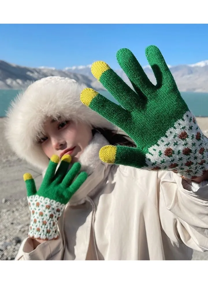 Women's Warm Winter Plush Thick Windproof Cartoon Cute Student Wool Gloves