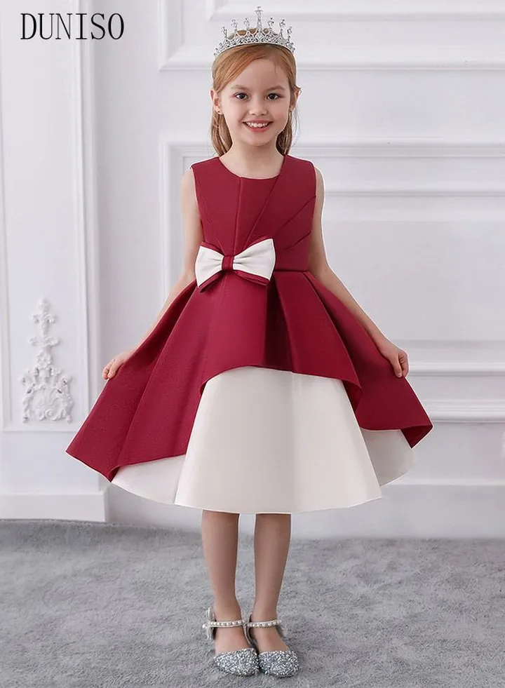 Girls Dress Kids Evening Dress Sleeveless Party Dresses with Bow Tutu Skirt Toddler Princess Birthday Party Wedding Flower Girls Dresses for Piano Performance