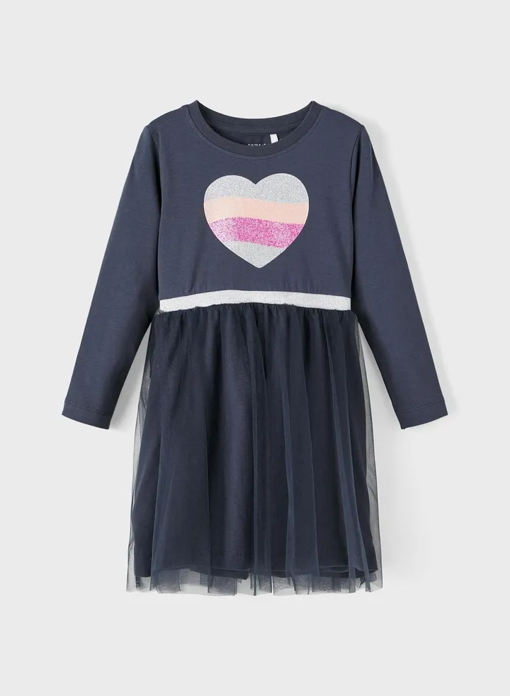 Kids Glitter Heart Midi Dress