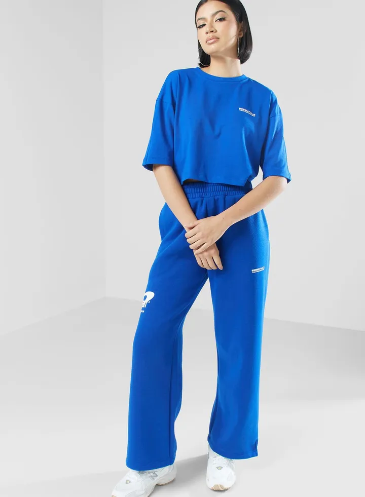 Space Printed Wide Leg Joggers