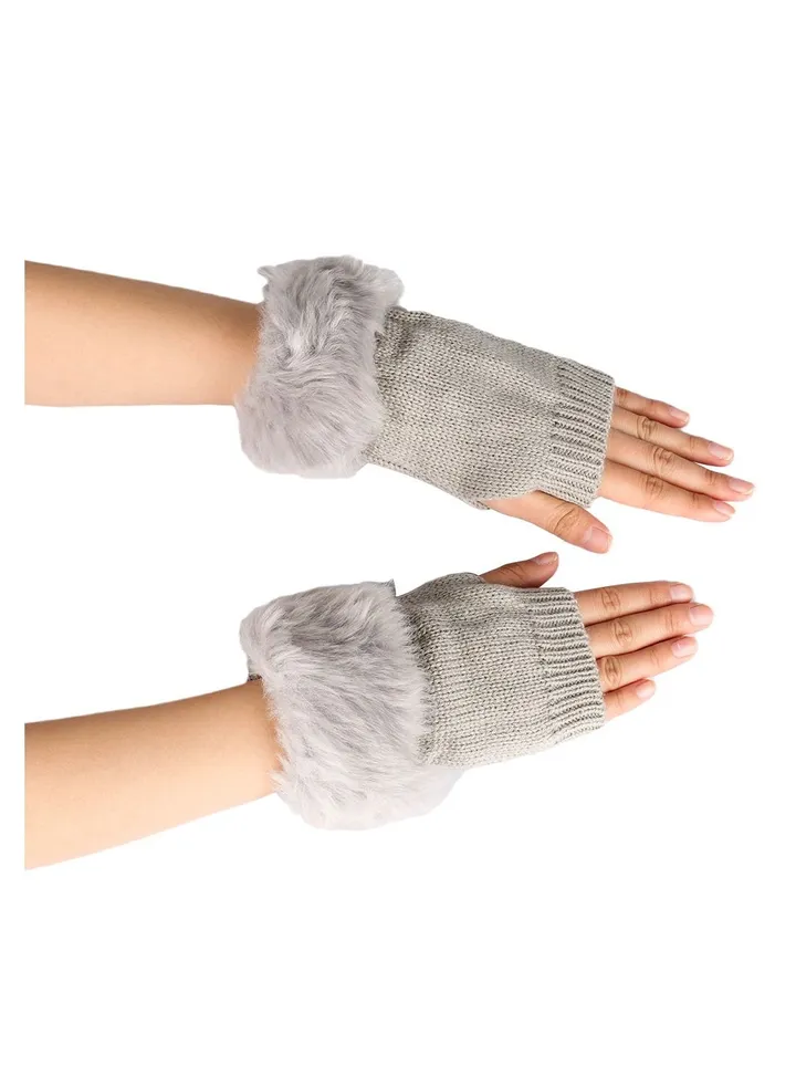 Fingerless Cotton Polyester Plush Gloves Sleeves
