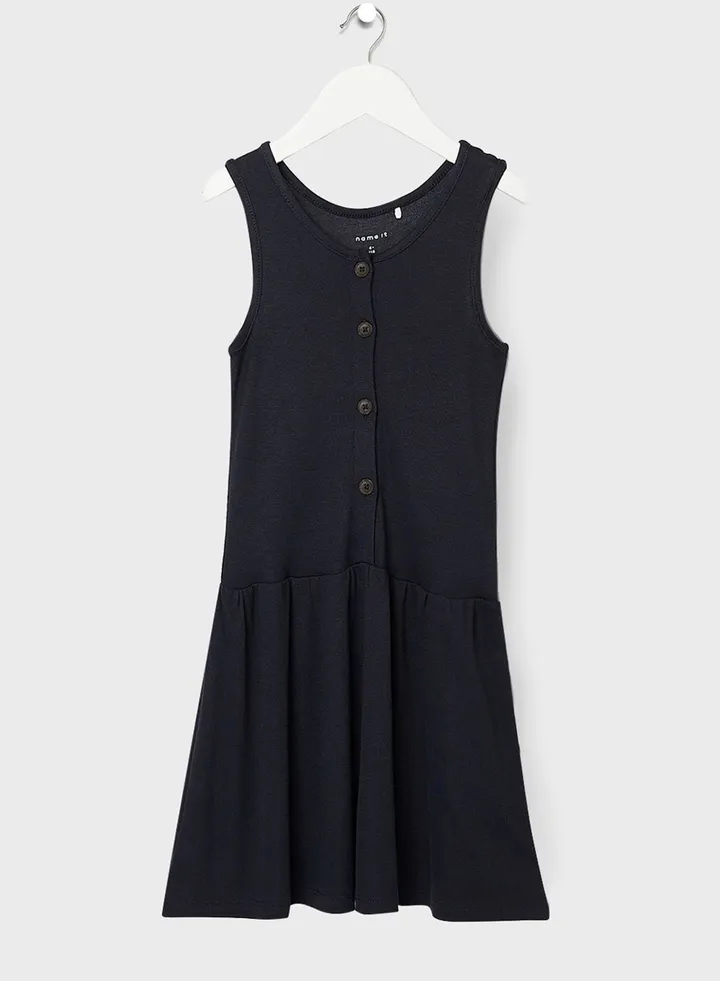 Kids Sleeveless Button-Front Dress