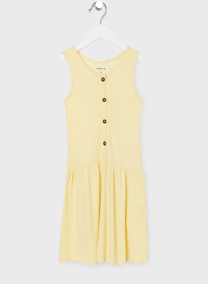 Kids Buttoned Sleeveless Dress