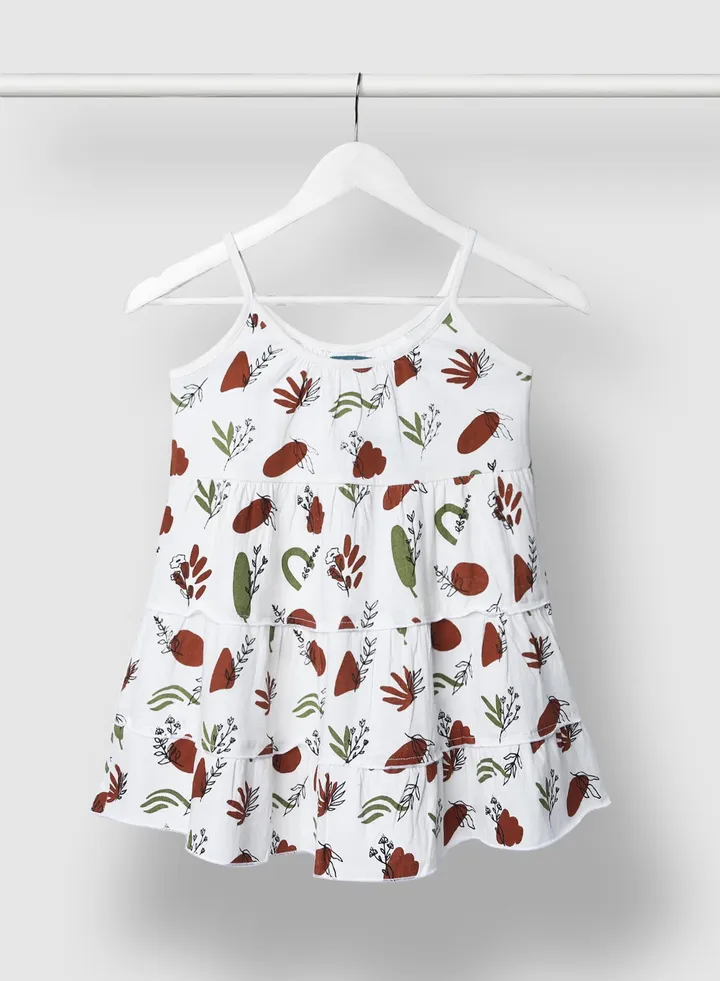 Casual Cotton Girls All Over Print Dress Red / White