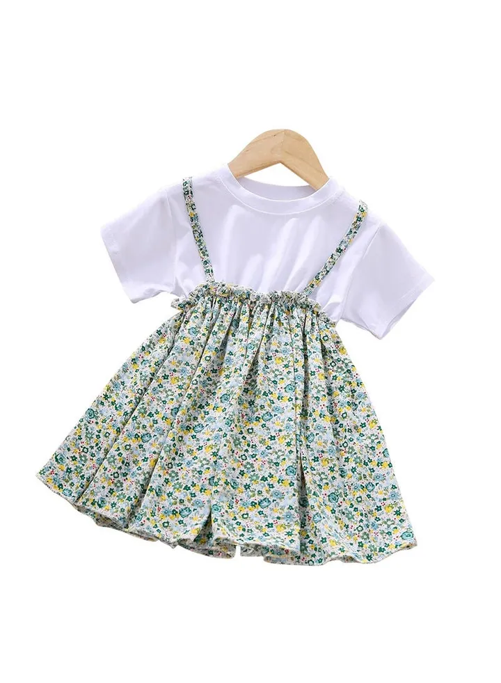 Baby Girl Cotton Breathable And Comfortable Floral Skirt Suit