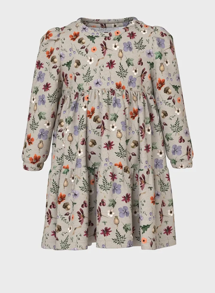 Kids Floral Print Tiered Dress