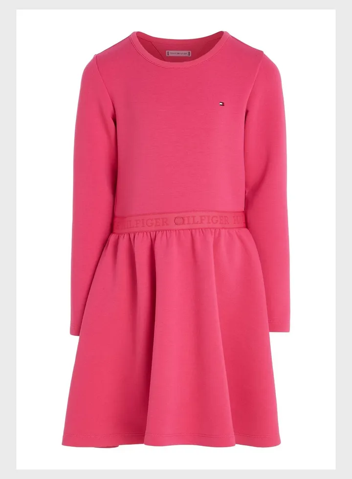 Kids Crew Neck Belt Dress