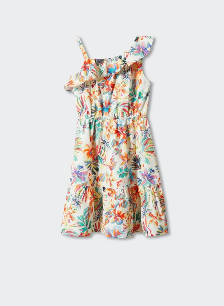 Kids Asymmetric Ruffled Midi Dress