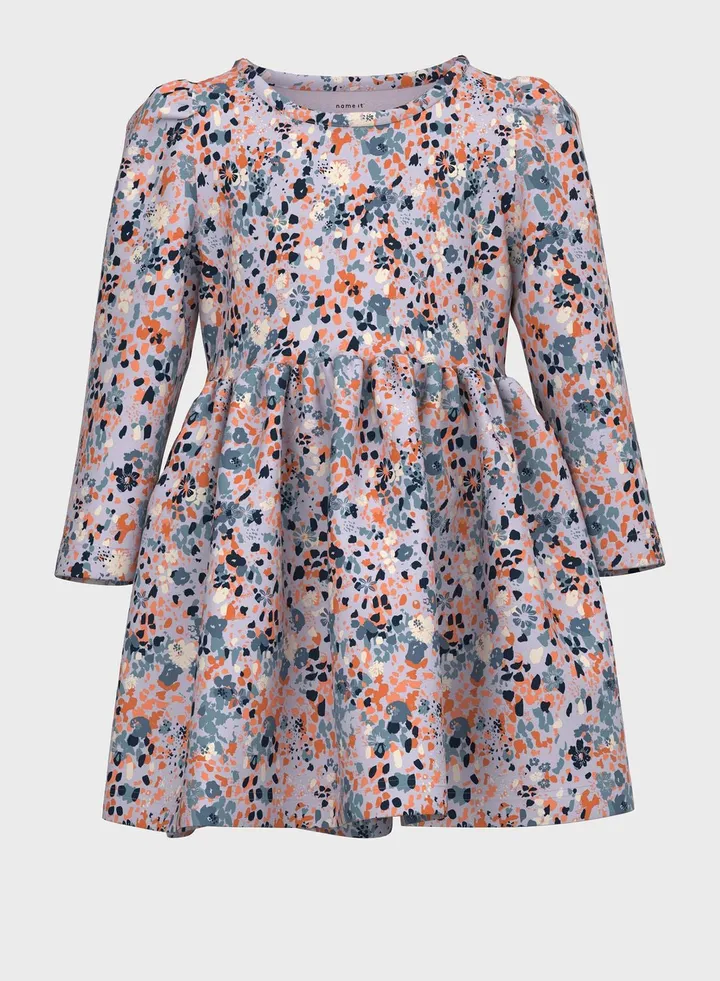 Kids Floral Print Tiered Dress