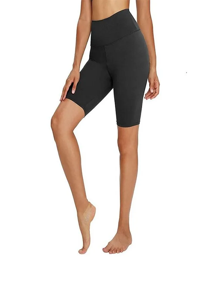 Stretchable High Waist Yoga Short Pants Black