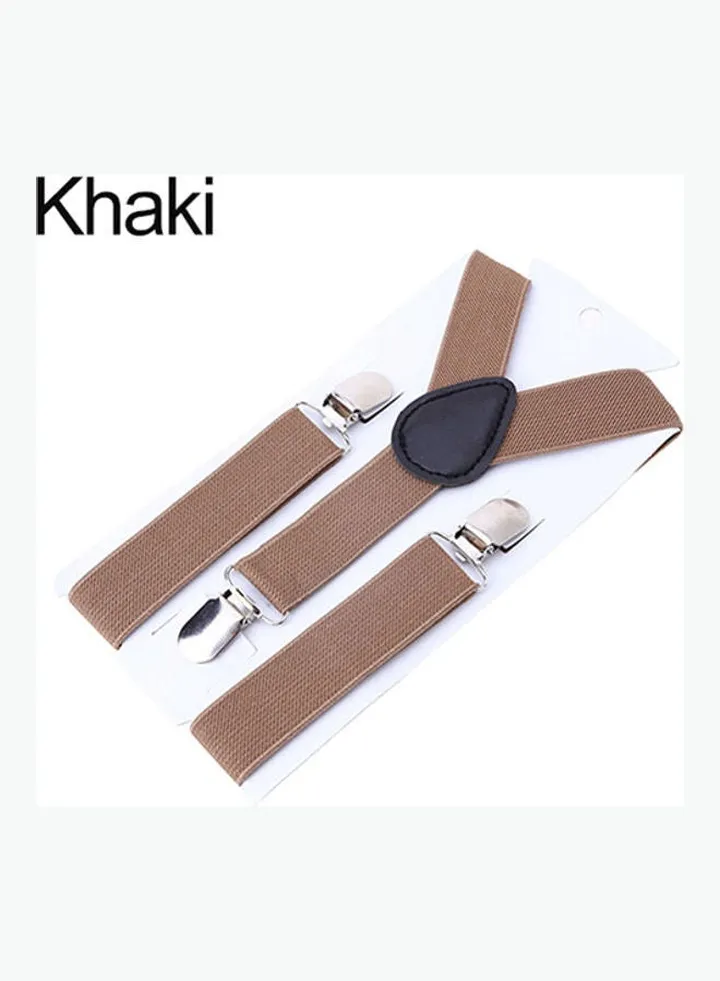 Baby Girls Boys Fashion Adjustable Clip-on Y-Back Child Elastic Suspenders Khaki