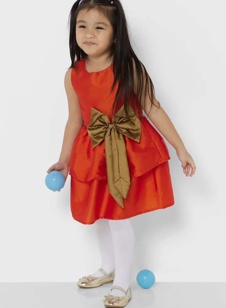 Partywear Dress With Bow Detailing On Waist