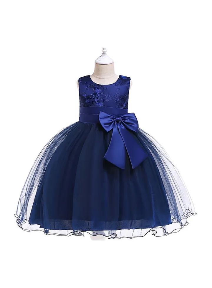 Bowknot Silk Dress Blue