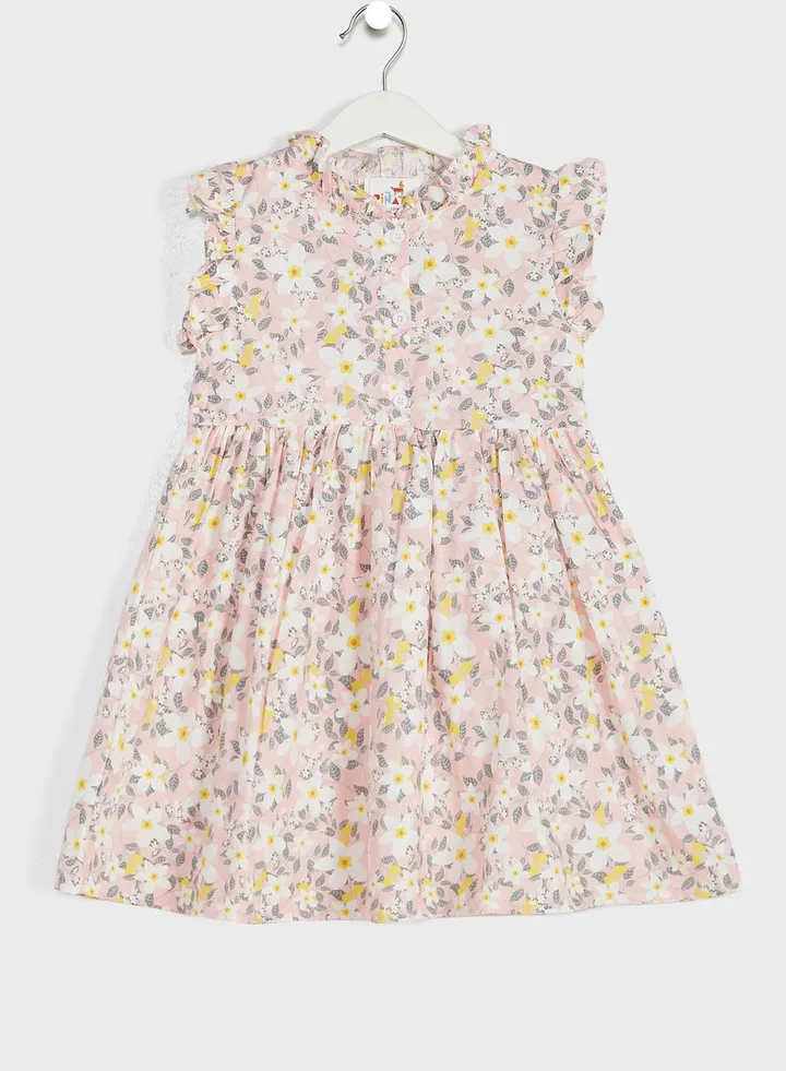 Girls Floral Printed Sleeveless Dress