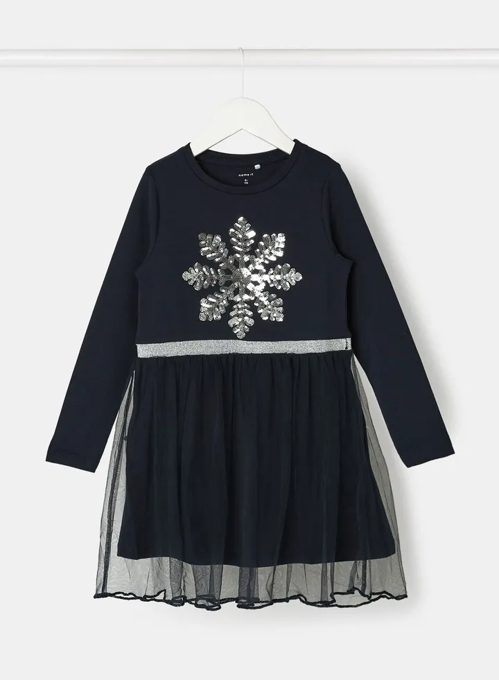 Girls Sequin Snowflake Dress