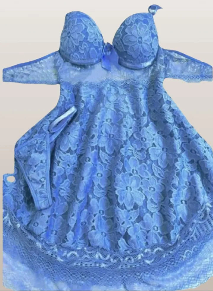 Elegant lingerie for women, made of lace, short, sleeveless, and backless