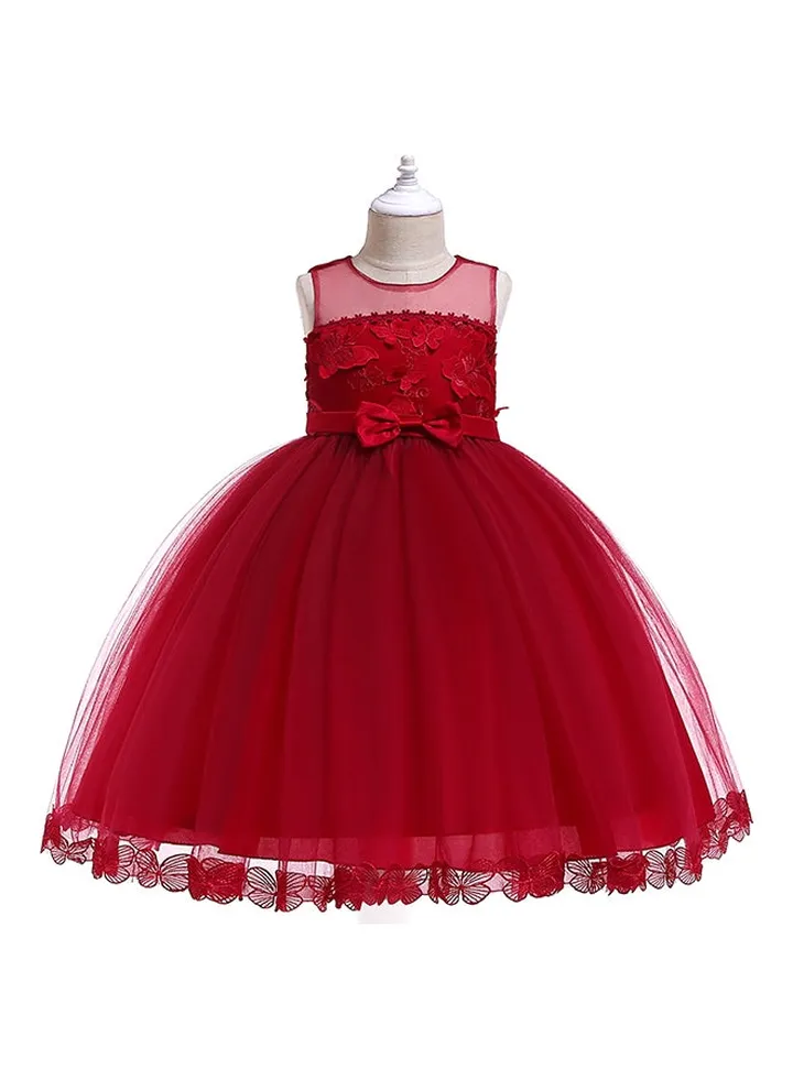 Butterfly Applique Tutu Dress Red