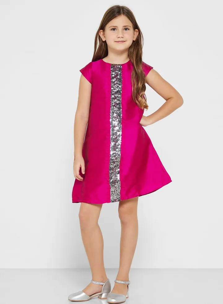 Party Wear Dress With Front Sequin Detailing