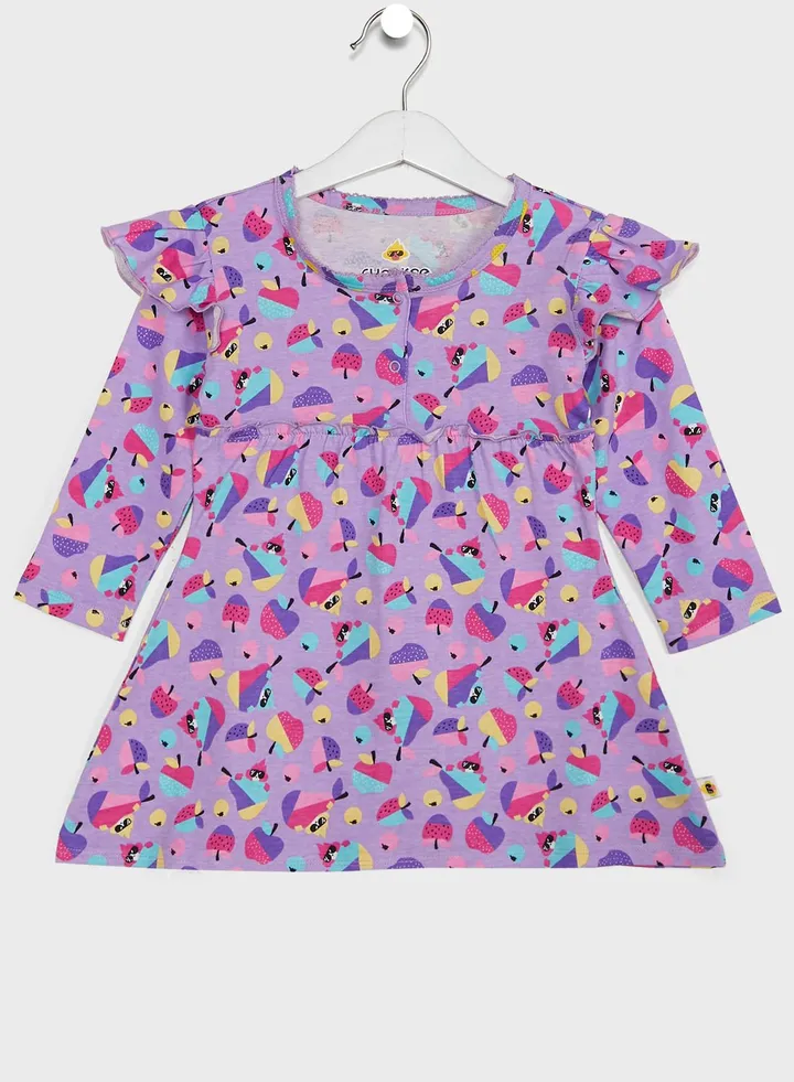 Kids Fruits Print Ruffle Dress