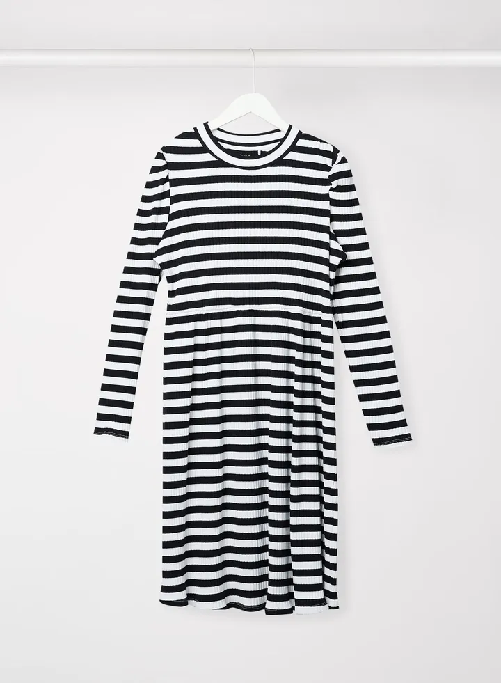 Teen Striped Dress Black/White