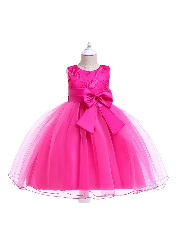 Bowknot Silk Dress pink