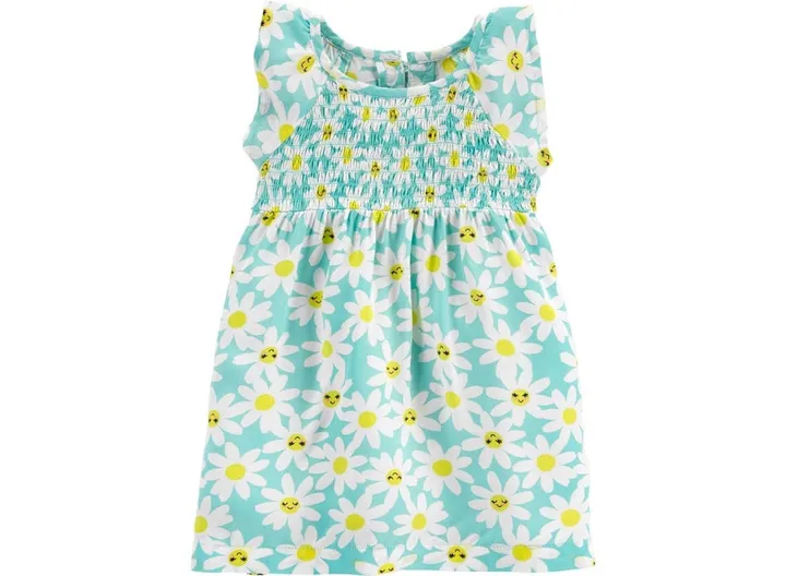 Sunflower Poplin Printed Dress Blue/White/Yellow