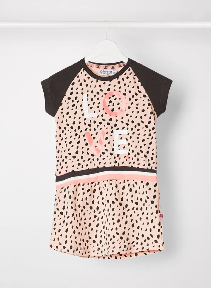 Kids Graphic Print Dress Smokey Pink/Aop/Smokey Grey