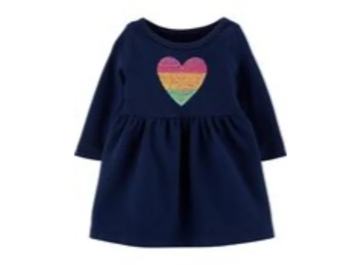 Sequin Printed Heart Dress Blue