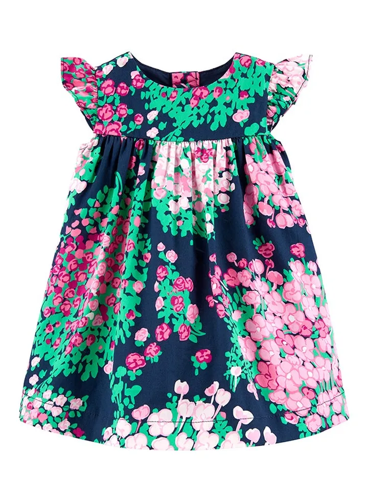 Floral Flutter Dress Navy
