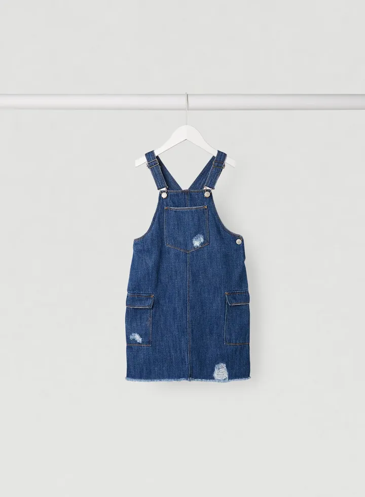 Teen Denim Dungaree Dress Medium Blue