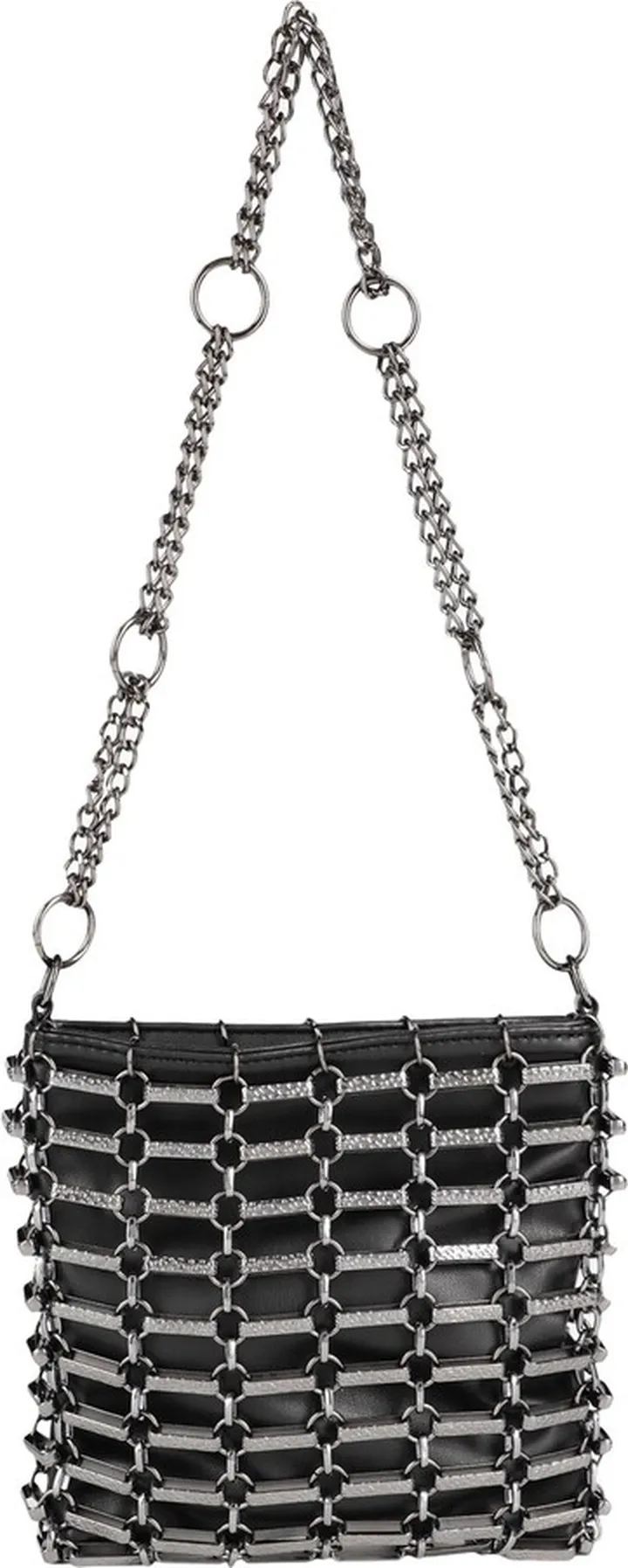 Topshop Stella Chain Bag In Gunmetal Shoulder Bag Black