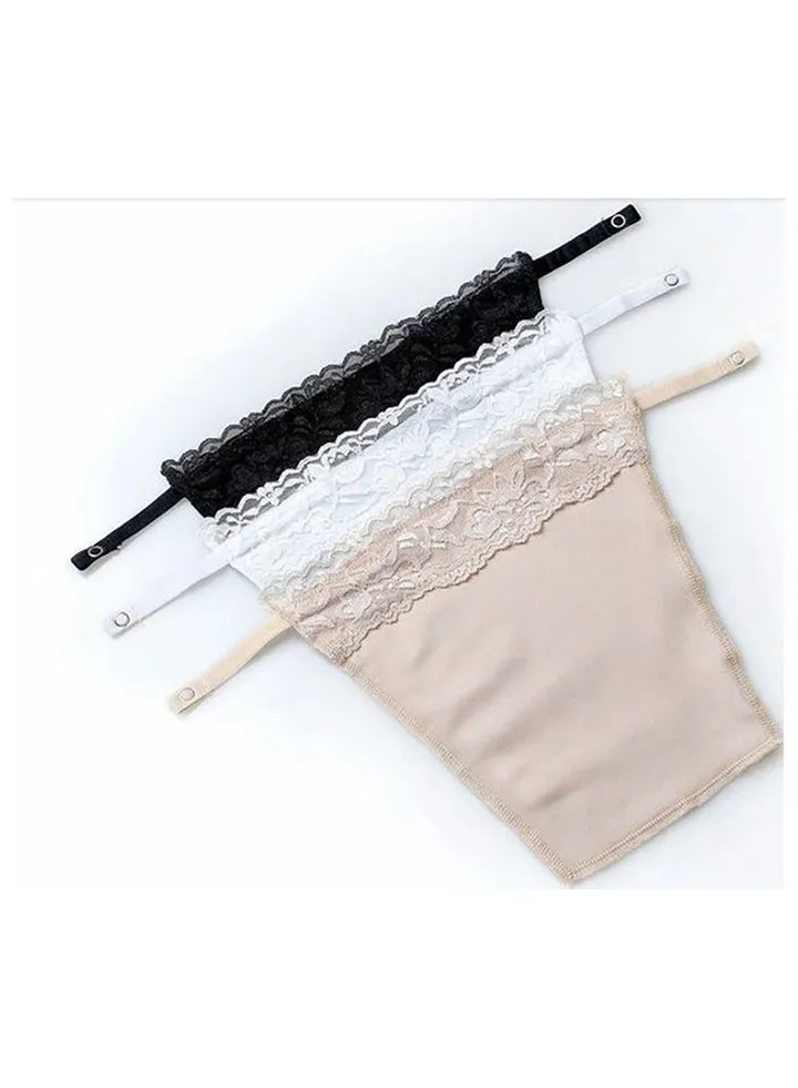 3-Piece Secret Clip On Mock Lace Camisoles Set Black/Beige/White