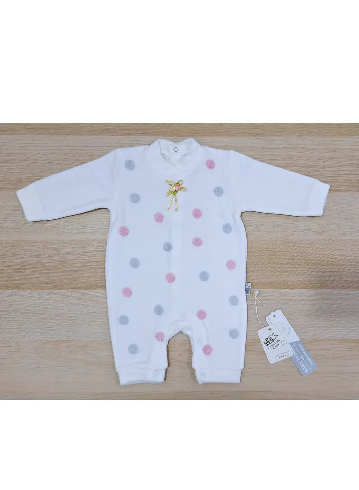 Winter Newborn dotted Jumpsuit (box) (white)