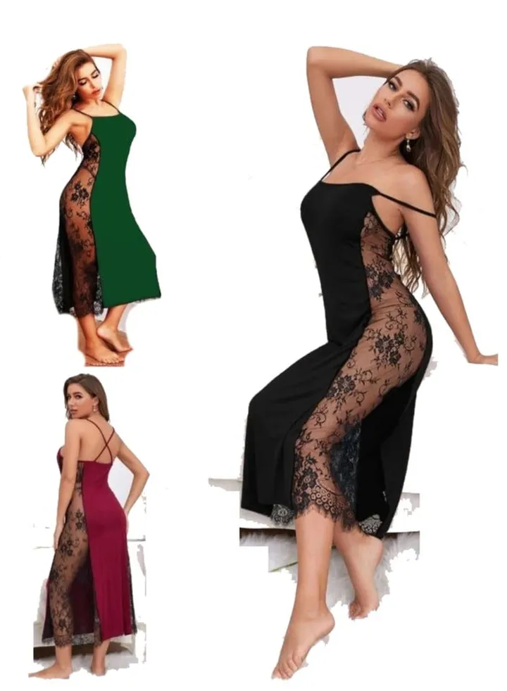 Elegant Women's Lingerie - Lace Material - Black Babydoll