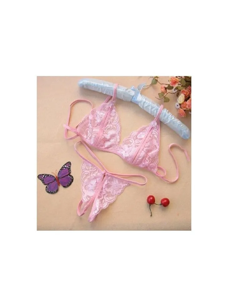 Elegant Women's Lingerie Lace Material - pink Babydoll
