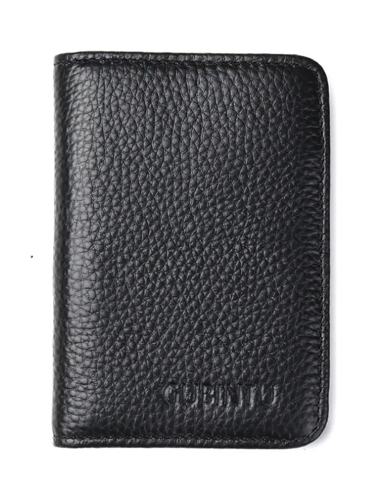 Mini Wallet Zipper Top Multi Functional Leather Coin Bag Black