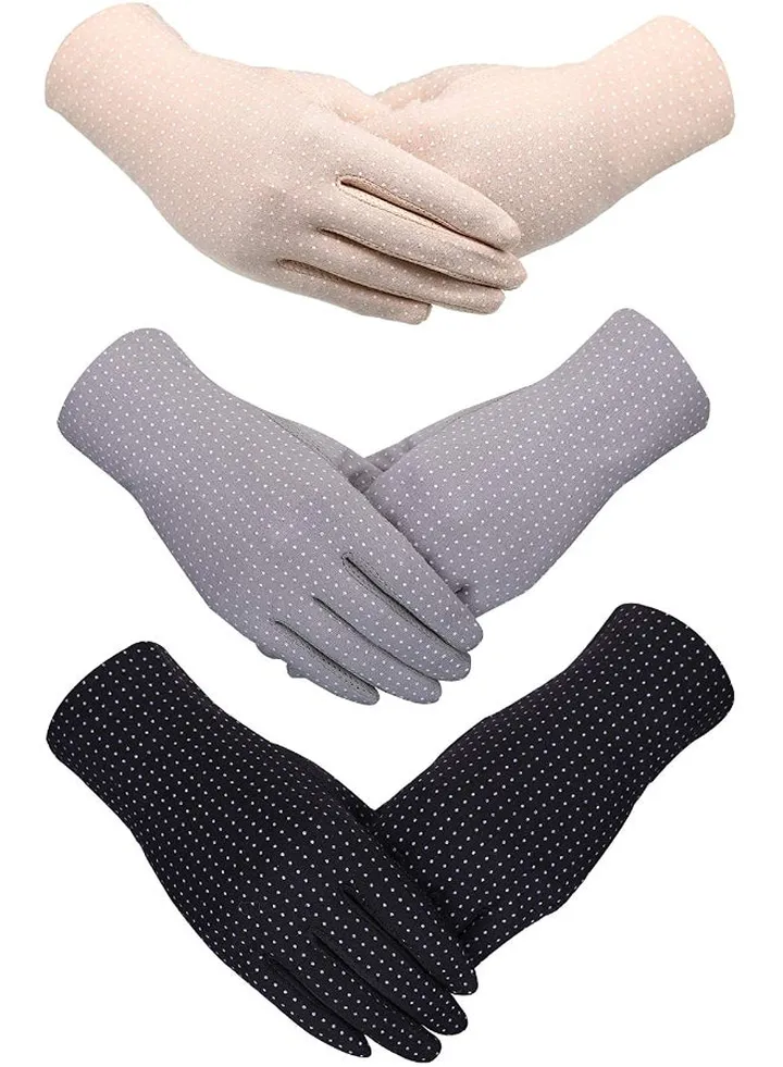 3 Pair Casual Printed Gloves Black/Grey/Beige