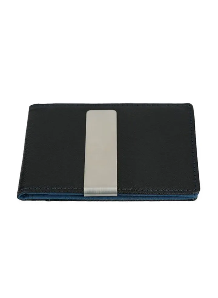 Faux Leather Card Holder With Clip White/Black