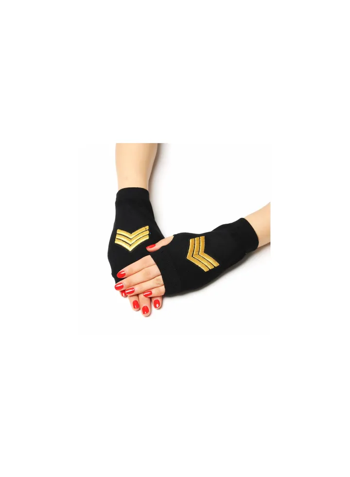 Fingerless Knit Printed Gloves