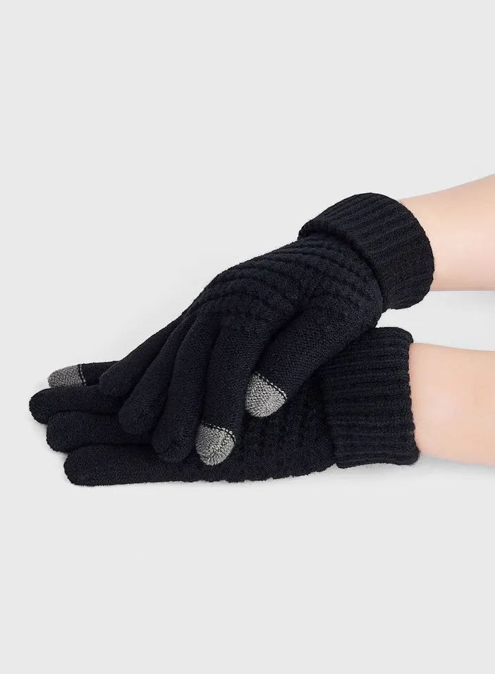 Knitted Waffle Winter Gloves