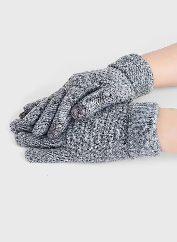 Knitted Waffle Winter Gloves