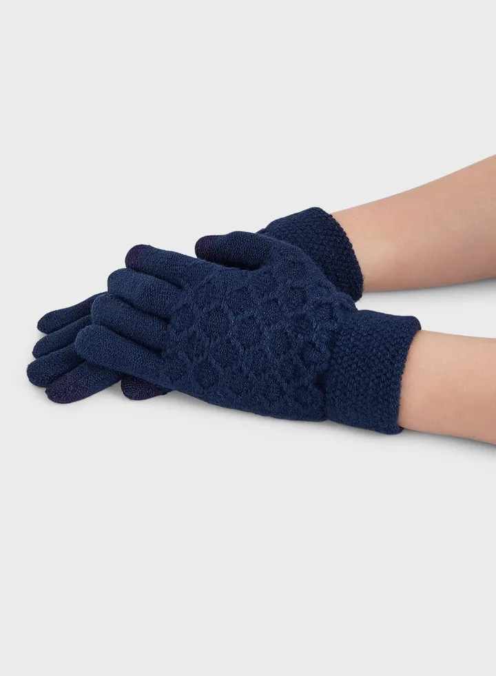 Contrast Tip Knitted Winter Gloves