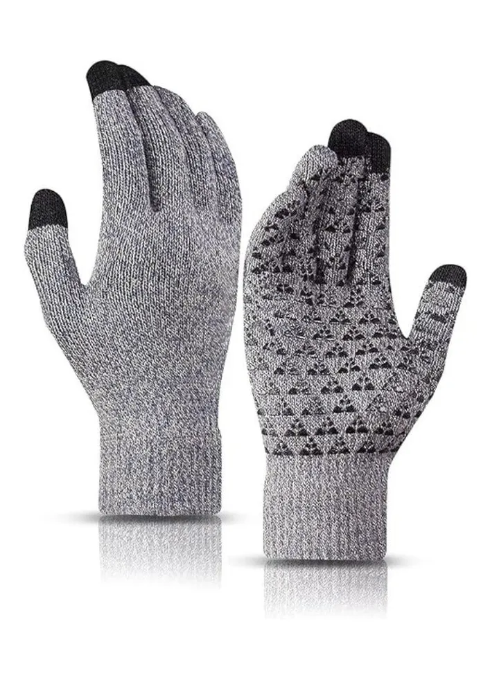 1 Pairs of Winter Knit Gloves for Warm Men with Upgraded Touch Screen Anti-Slip Gloves