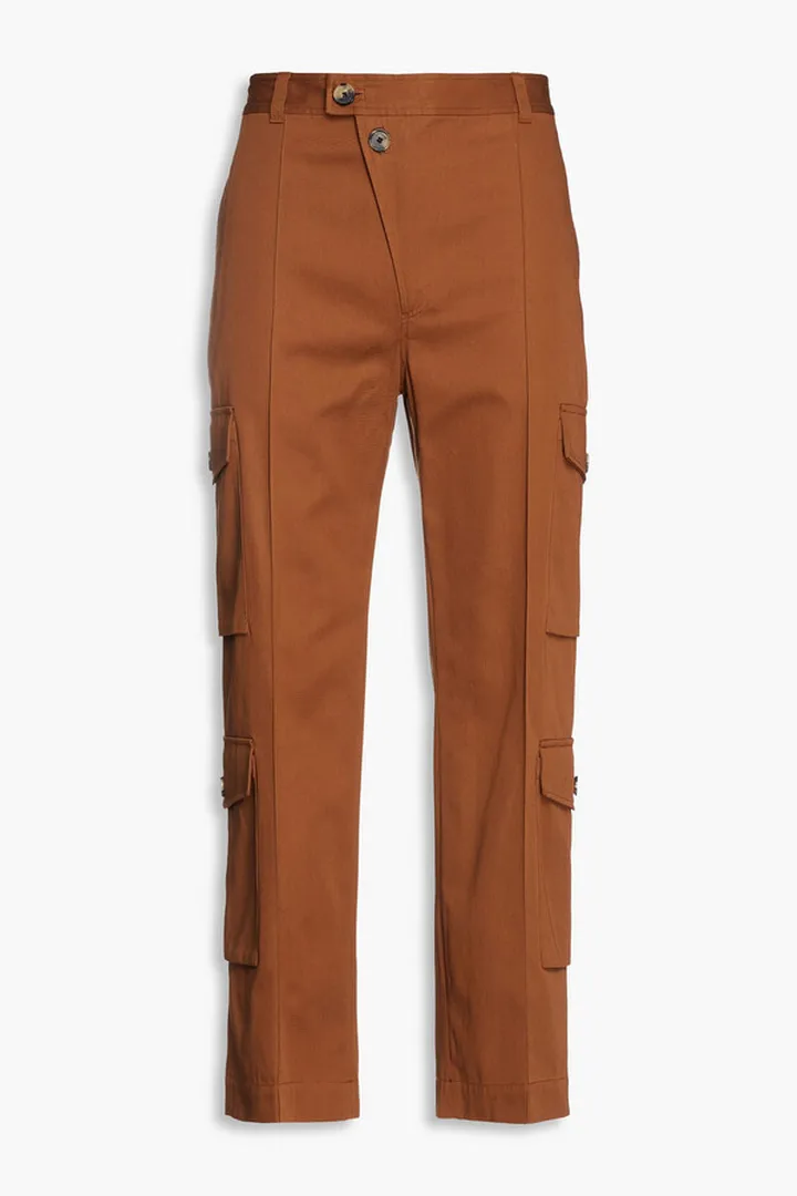 Embroidered cotton-twill cargo pants
