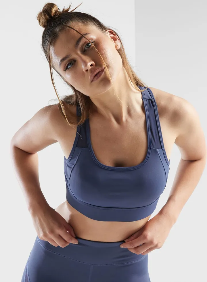 Mesh Insert Detail Athletic Bra